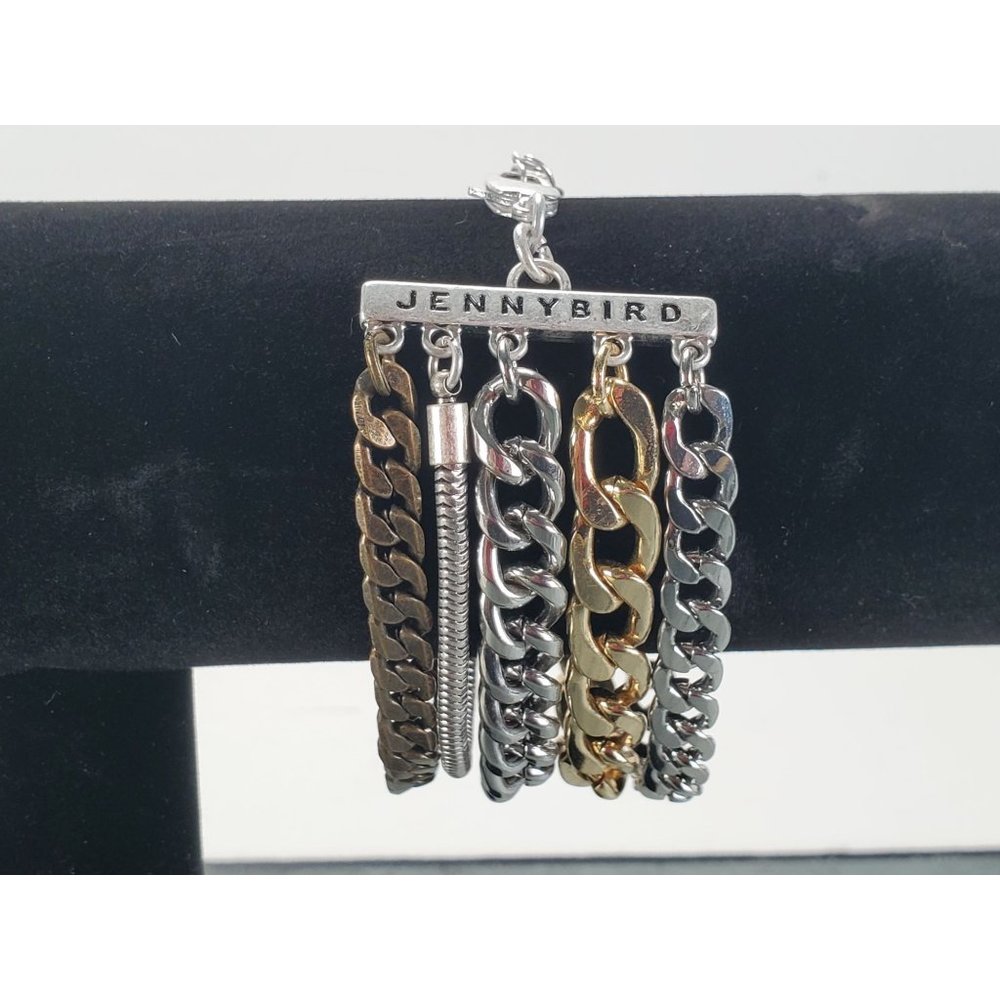 Jenny Bird Austin Cuff Mixed Metal Layered Chain Bracelet Fabfitfun New In Pouch